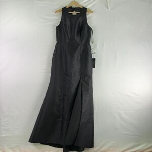 ALFRED SUNG JEWEL NECK BOWED OPEN-BACK TRUMPET DRESS